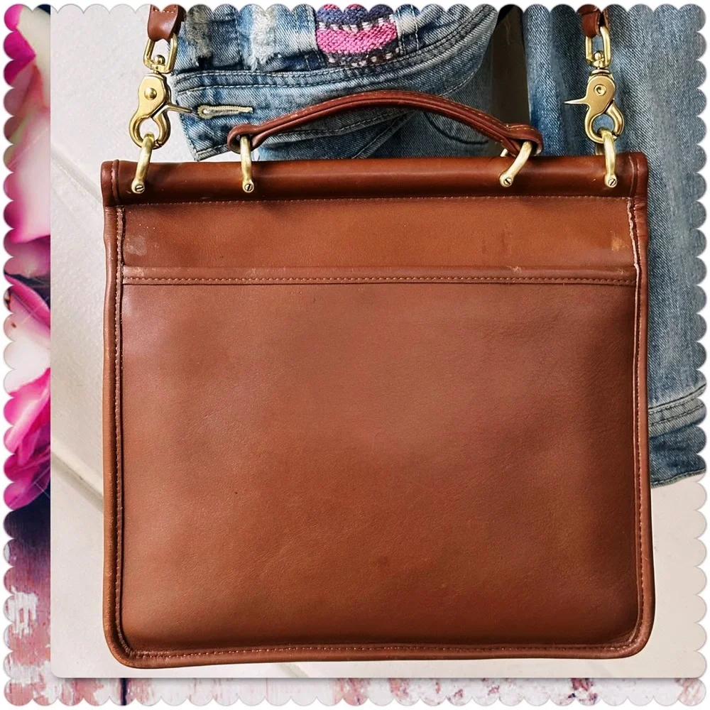 VINTAGE COACH Vicuña SADDLE / TAN LEATHER MESSENGER CROSSBODY WILLIS BAG
 #9927_4